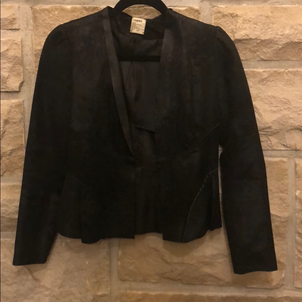 L’AGENCE Lambskin Black Cropped Jacket